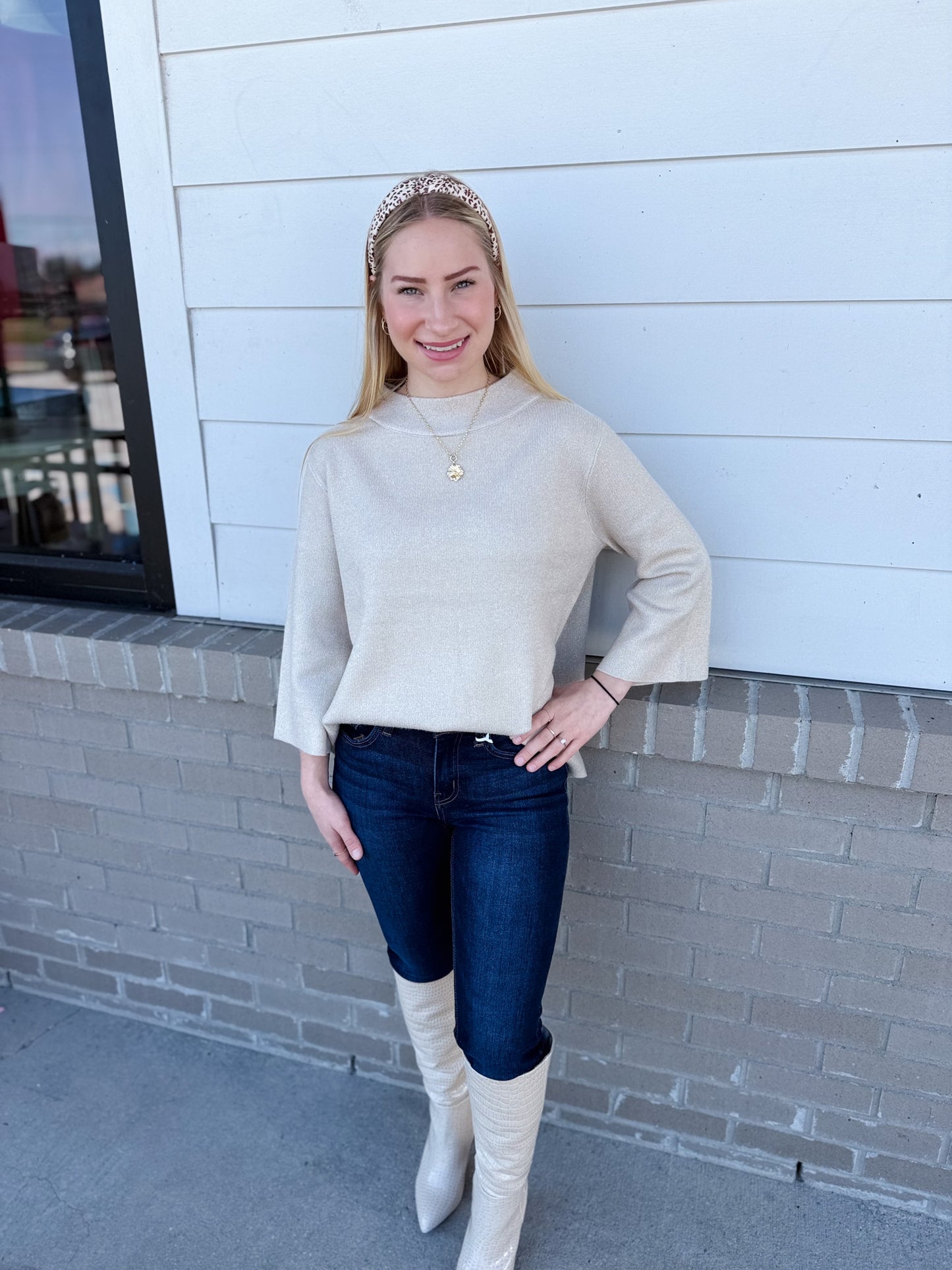 Golden Glow Mock Neck Sweater