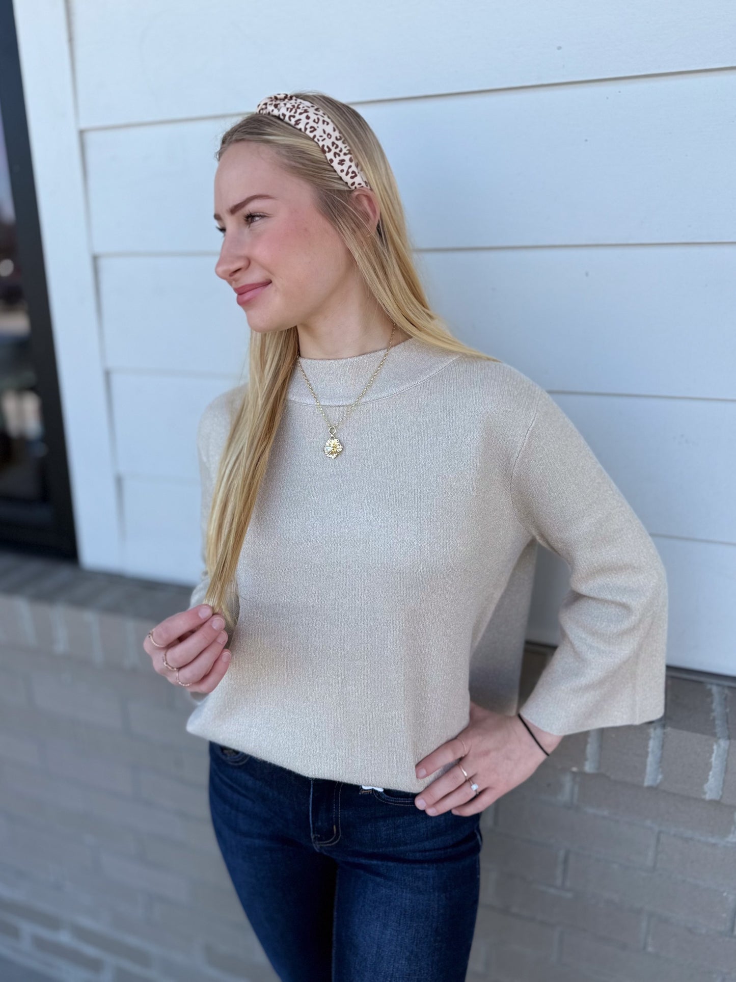 Golden Glow Mock Neck Sweater