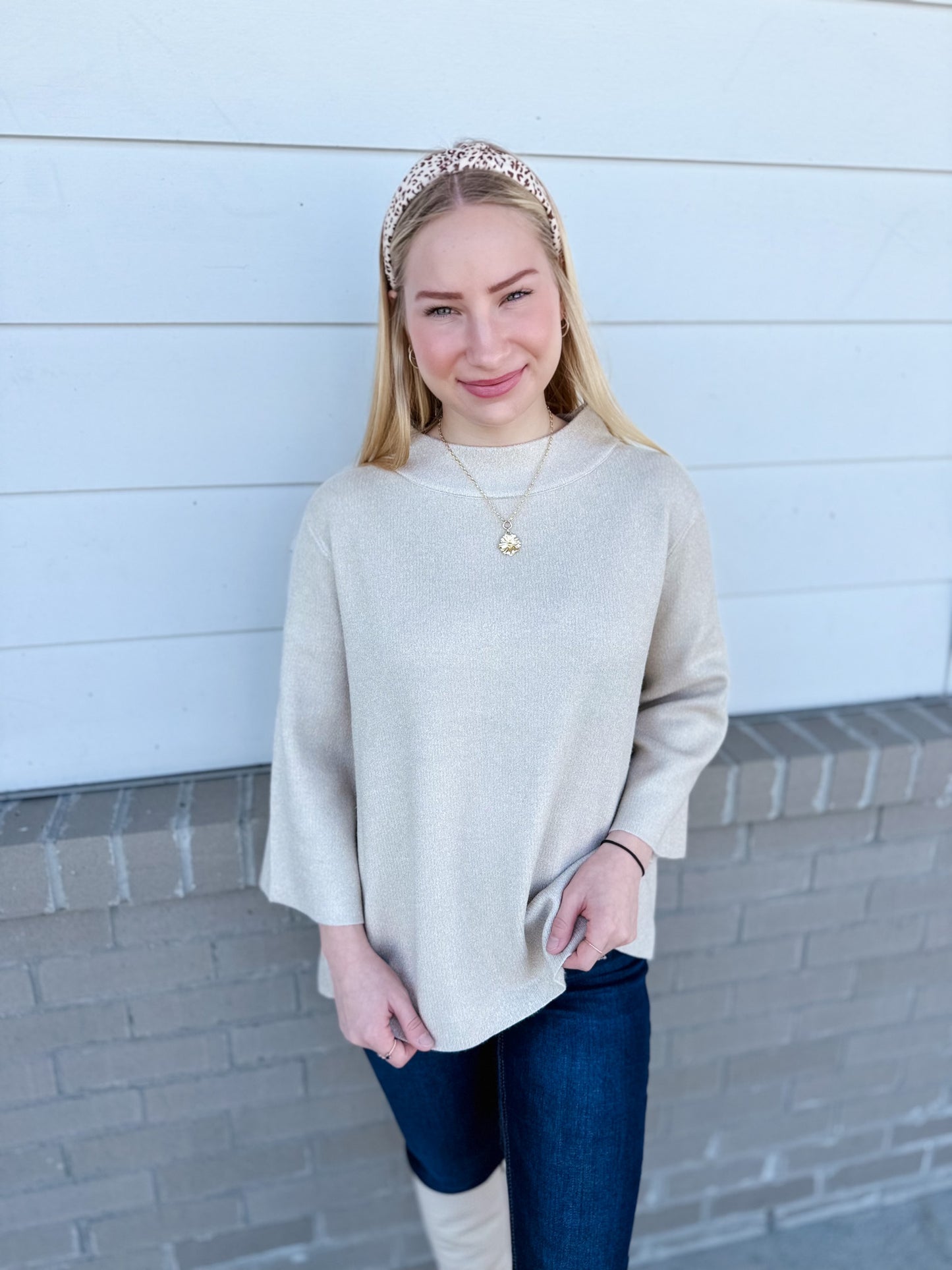Golden Glow Mock Neck Sweater