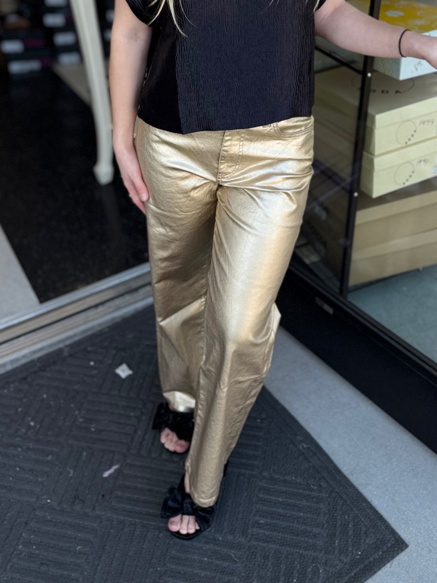Charlotte High Rise Wide Leg Pants – Gold