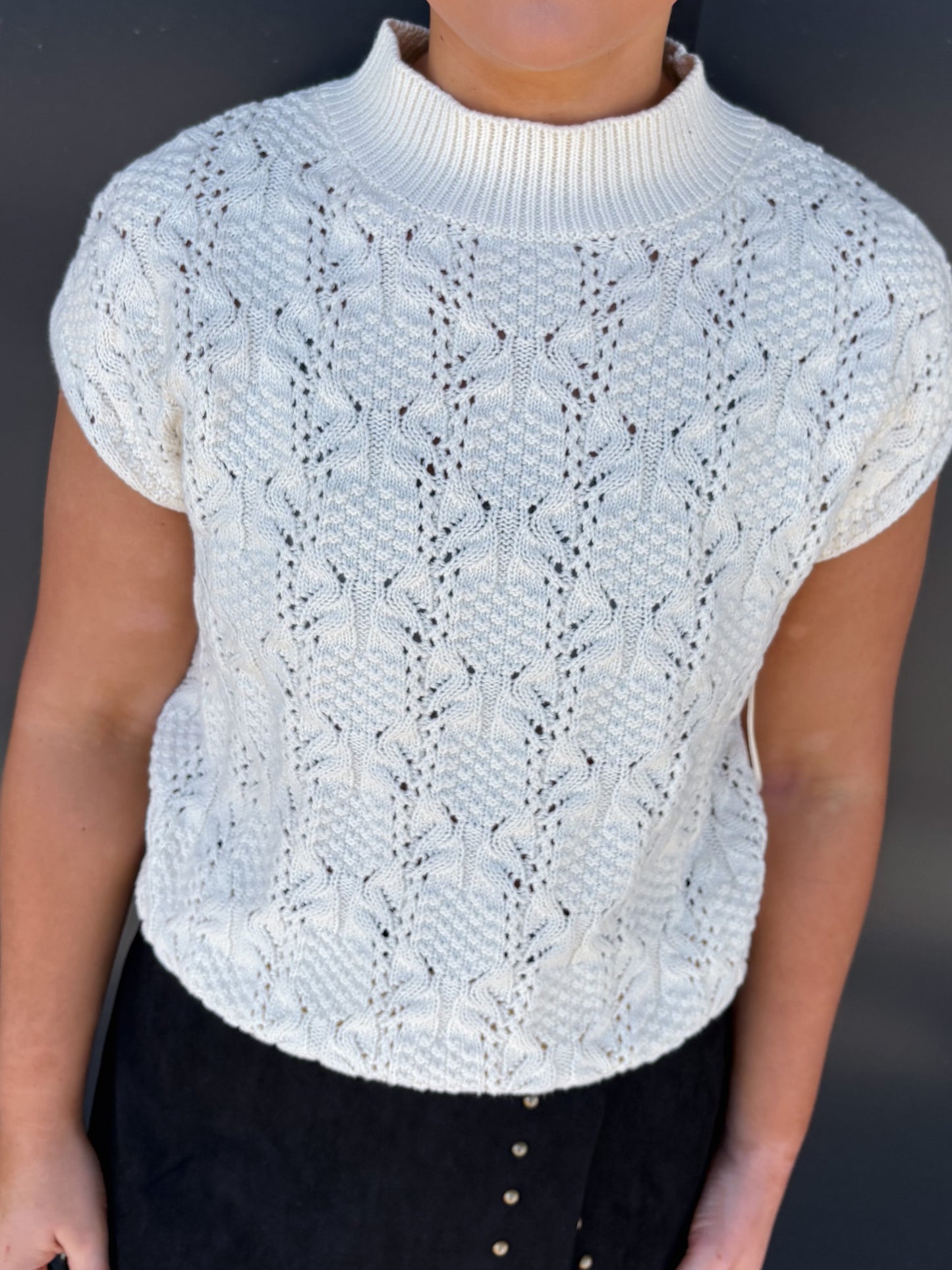 Cable Knit Mock Neck Sweater