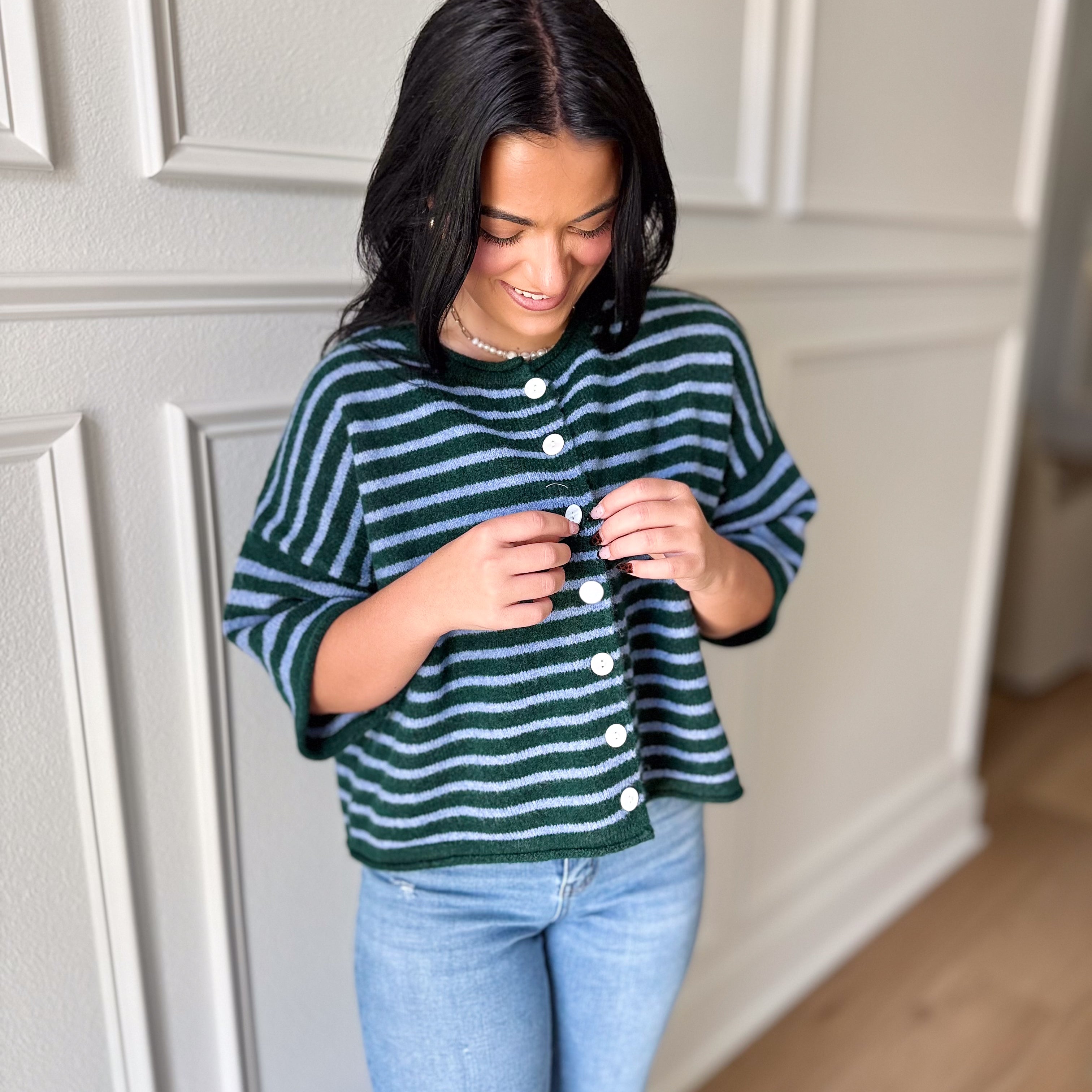 Evergreen Stroll Striped Cardigan