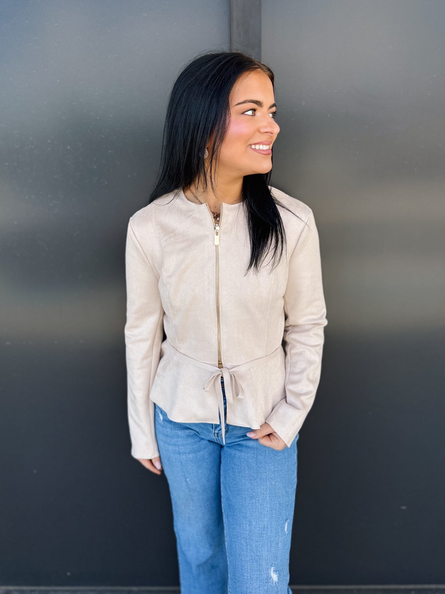 The Monroe Suede Peplum Jacket 🖤