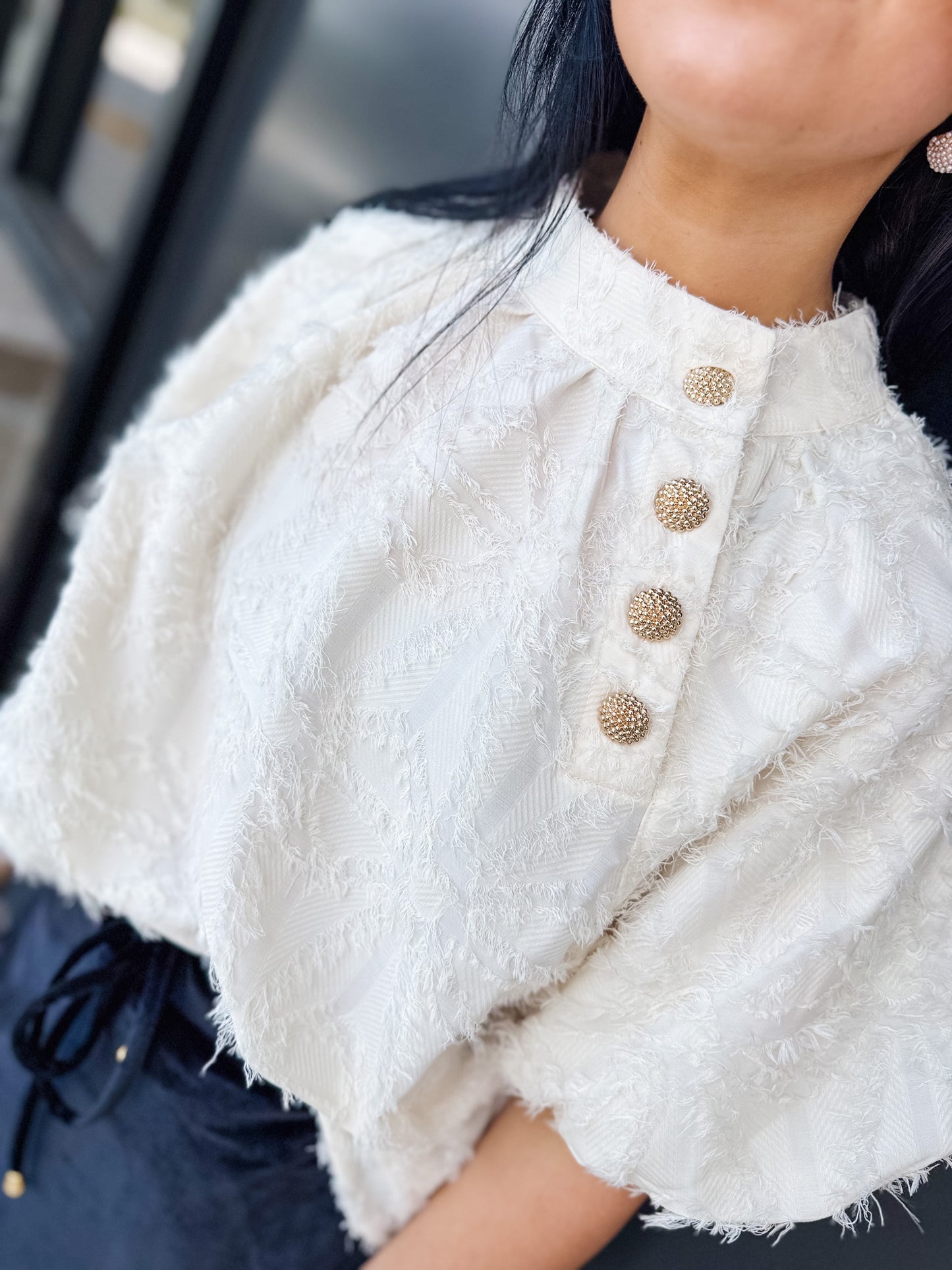 The Margot Textured Button Detail Top ✨