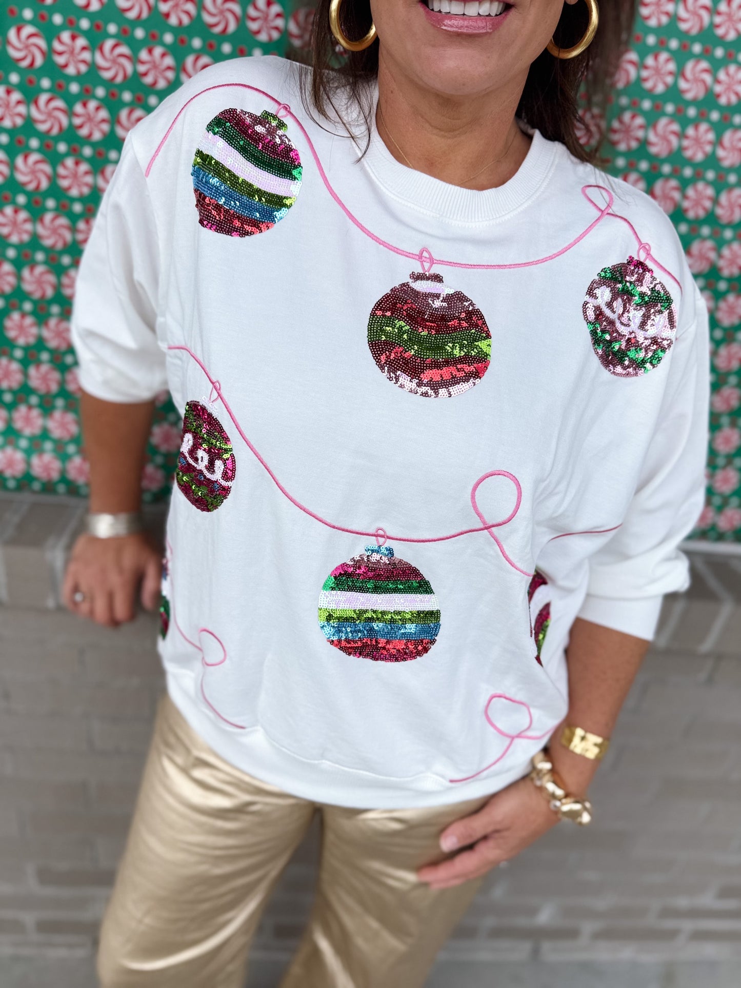 Sequin Ornaments Sweatshirt