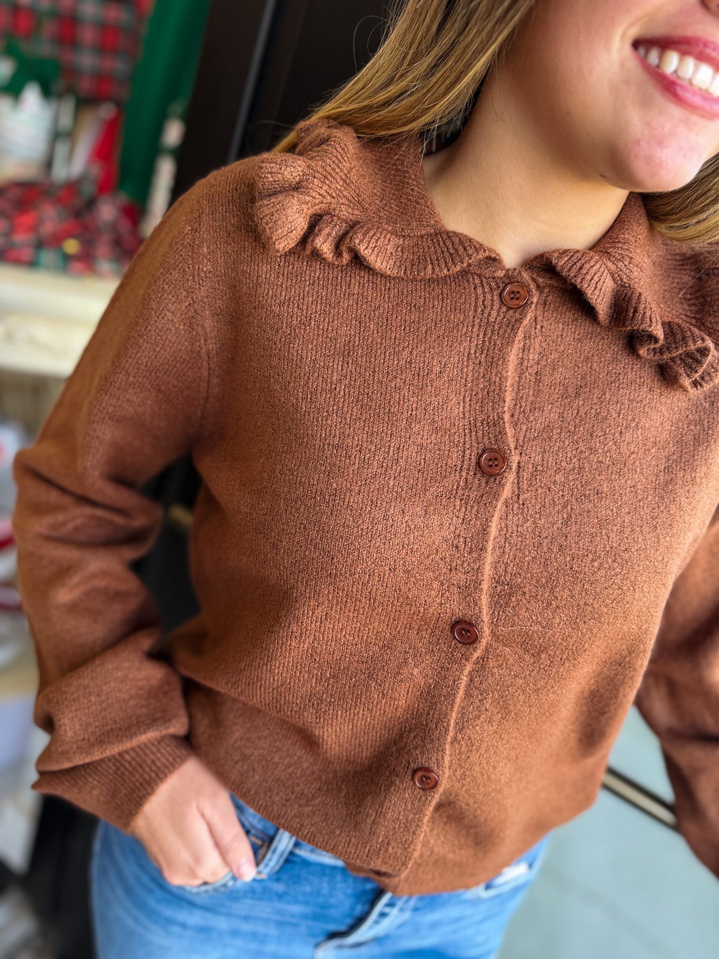 Isla Ruffle Collar Cardigan