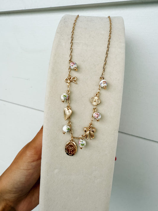 Fawning Floral Charm Necklace