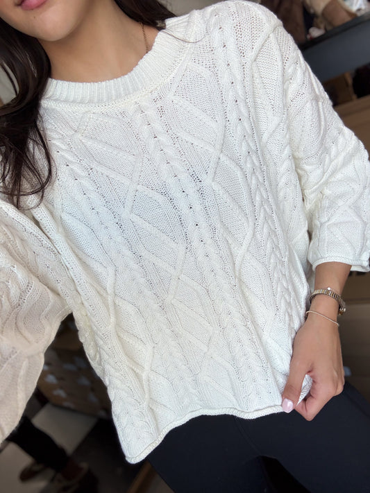 Cozy Texture Cable Knit Sweater 🧶
