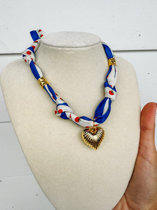 Scarf Necklace - Strawberry Heart