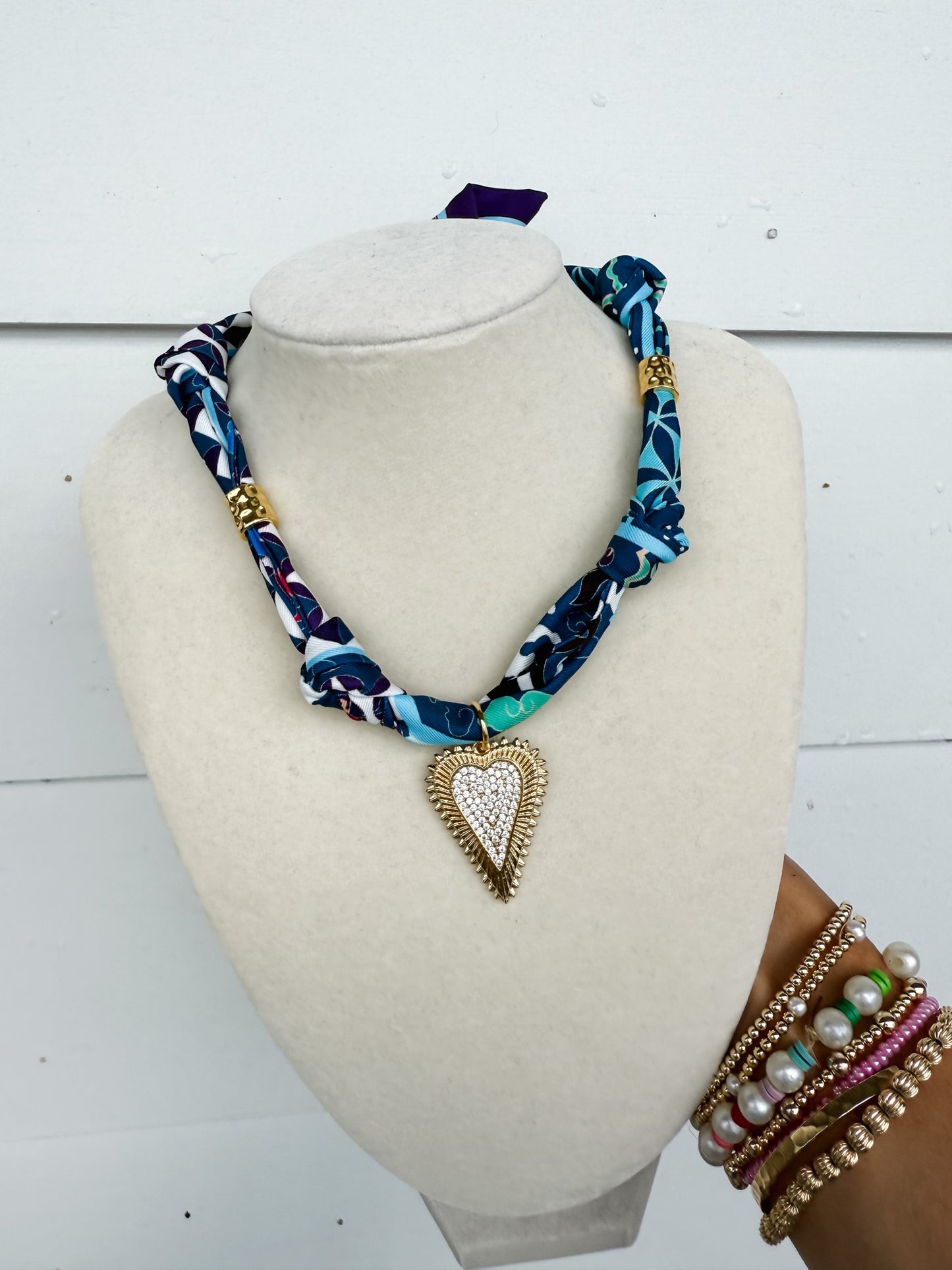 Heart Charm Scarf Necklace