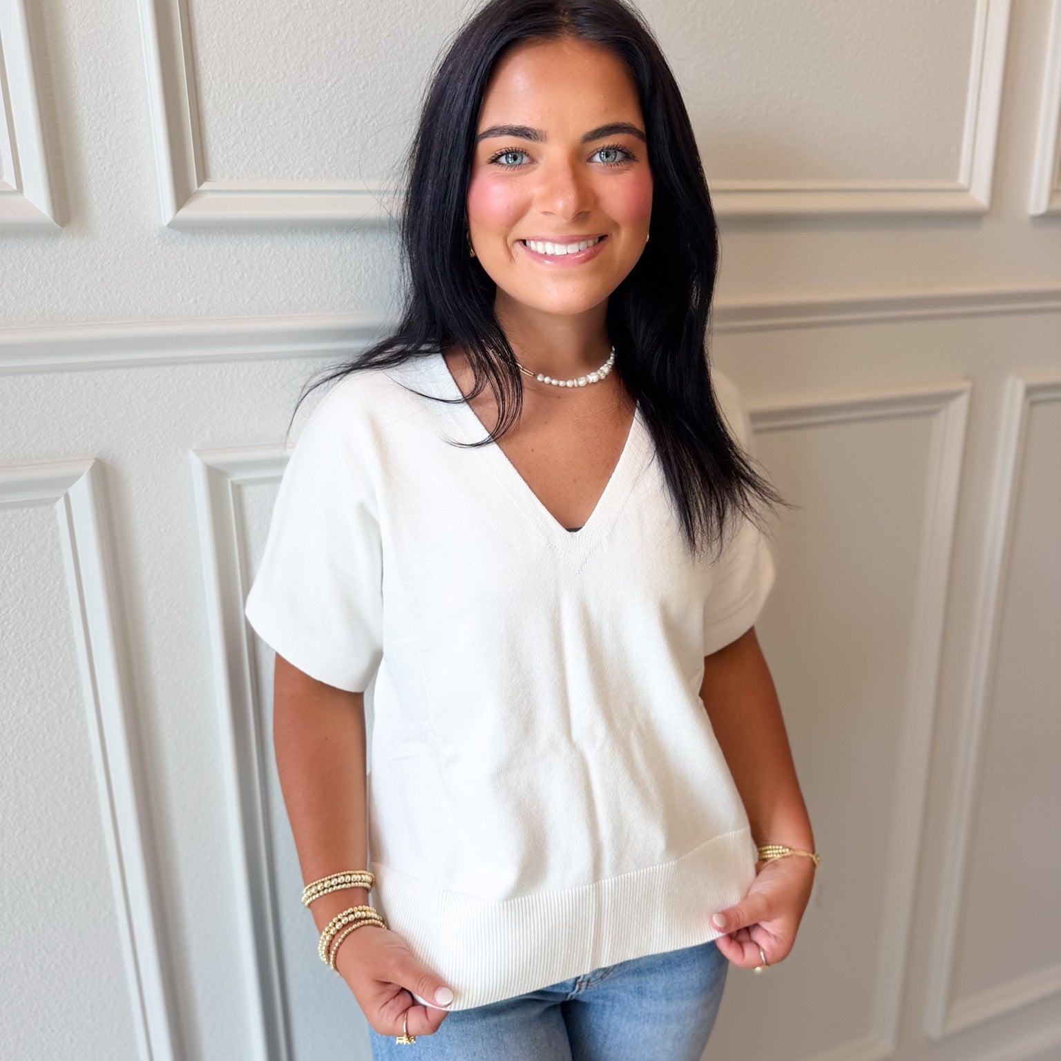 Liverpool Short Sleeve V-Neck Dolman Top