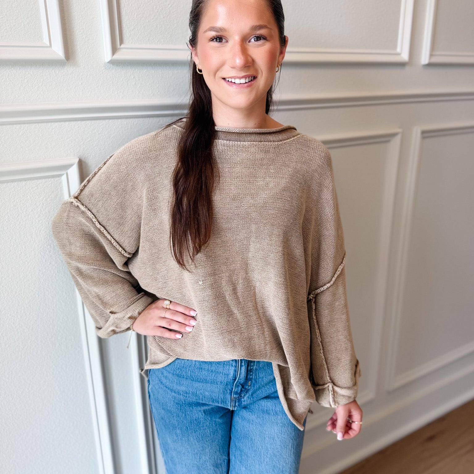 Vintage Breeze Boat Neck Sweatshirt