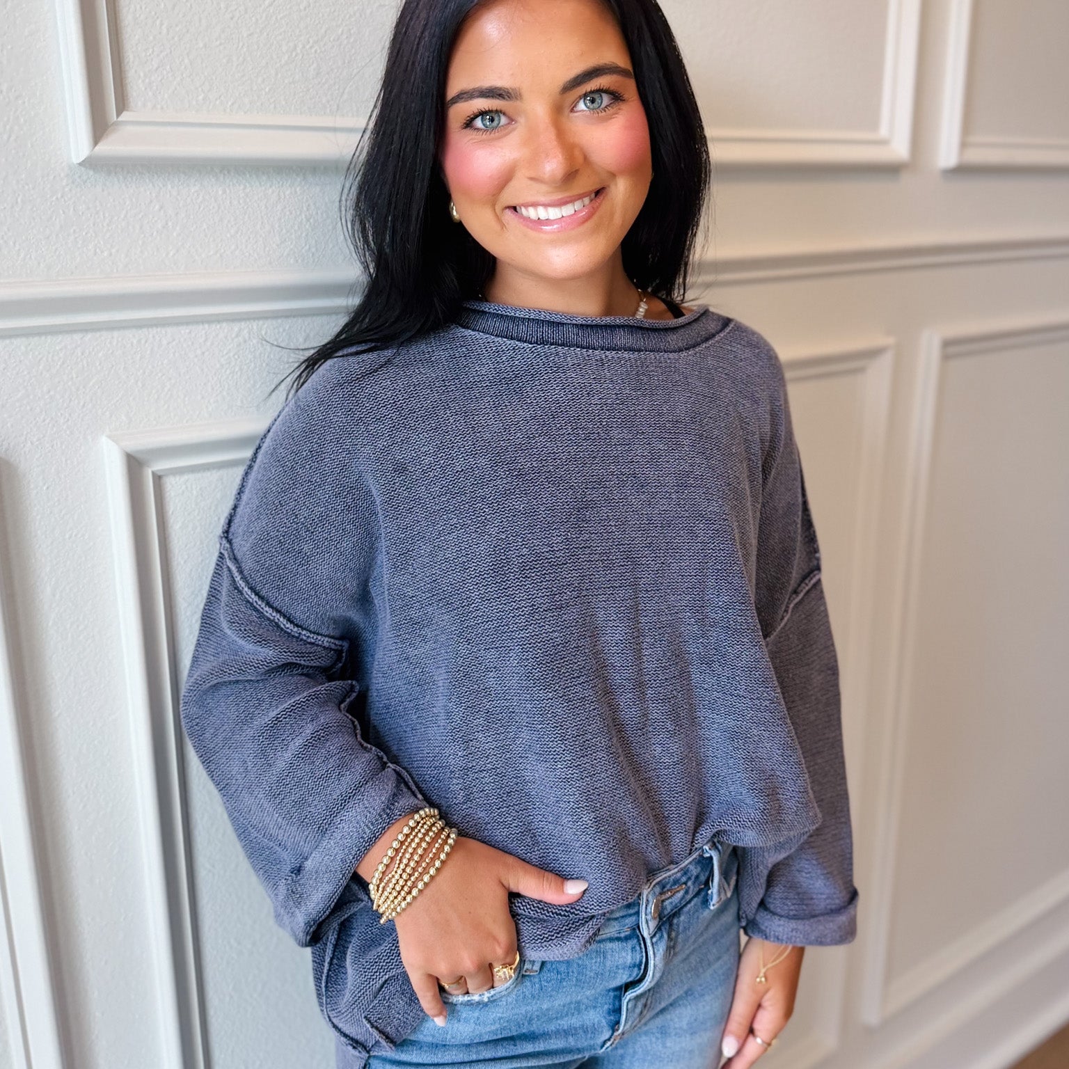 Vintage Breeze Boat Neck Sweatshirt