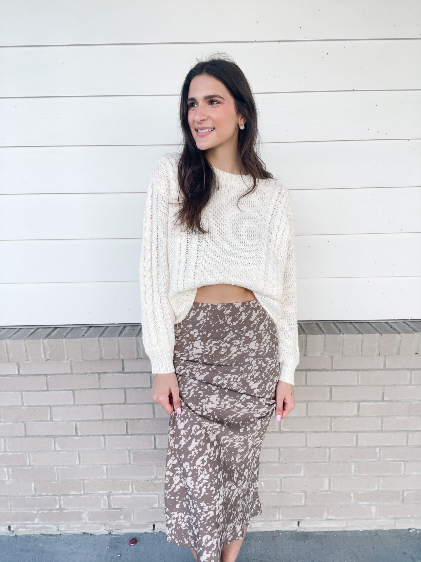 Mocha leopard midi skirt