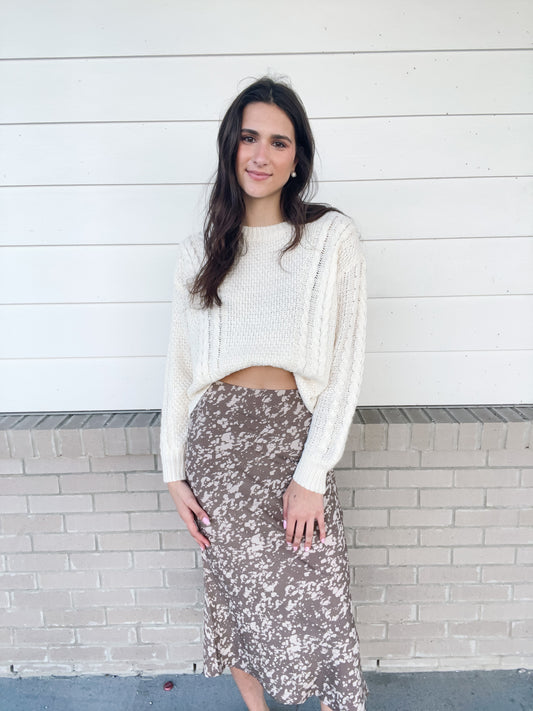 Mocha leopard midi skirt
