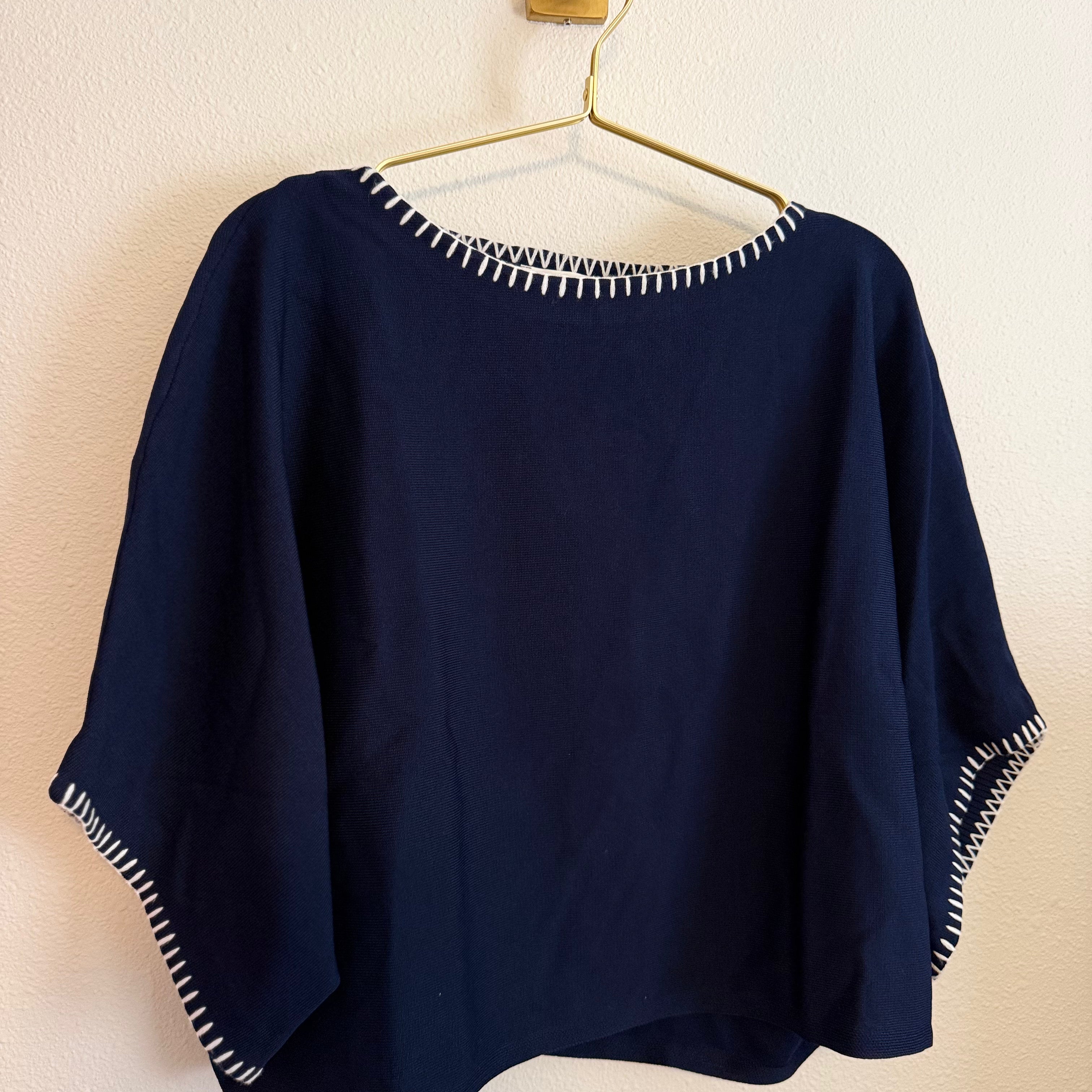 Dolman Fit Knit Top with Stitch Detail