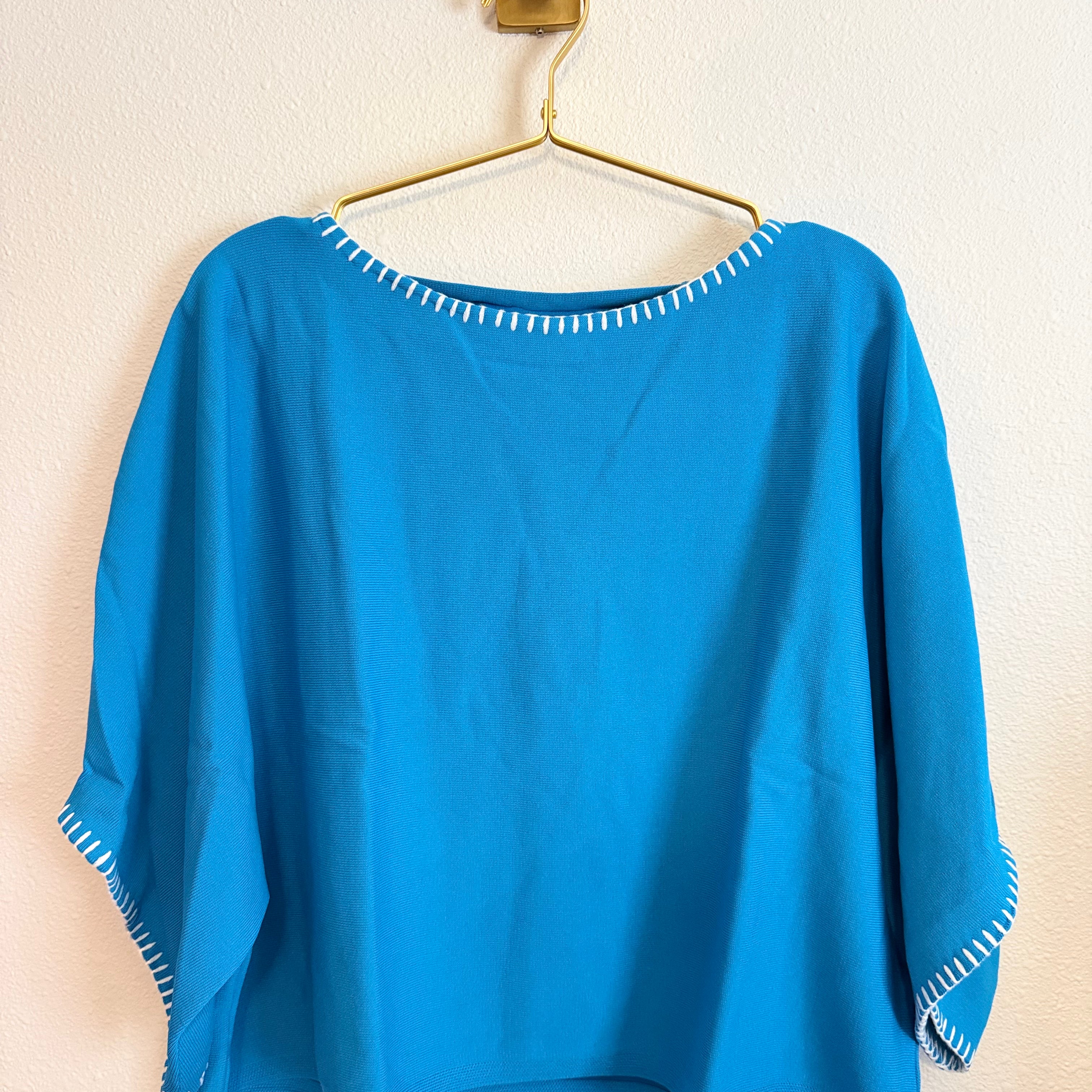 Dolman Fit Knit Top with Stitch Detail