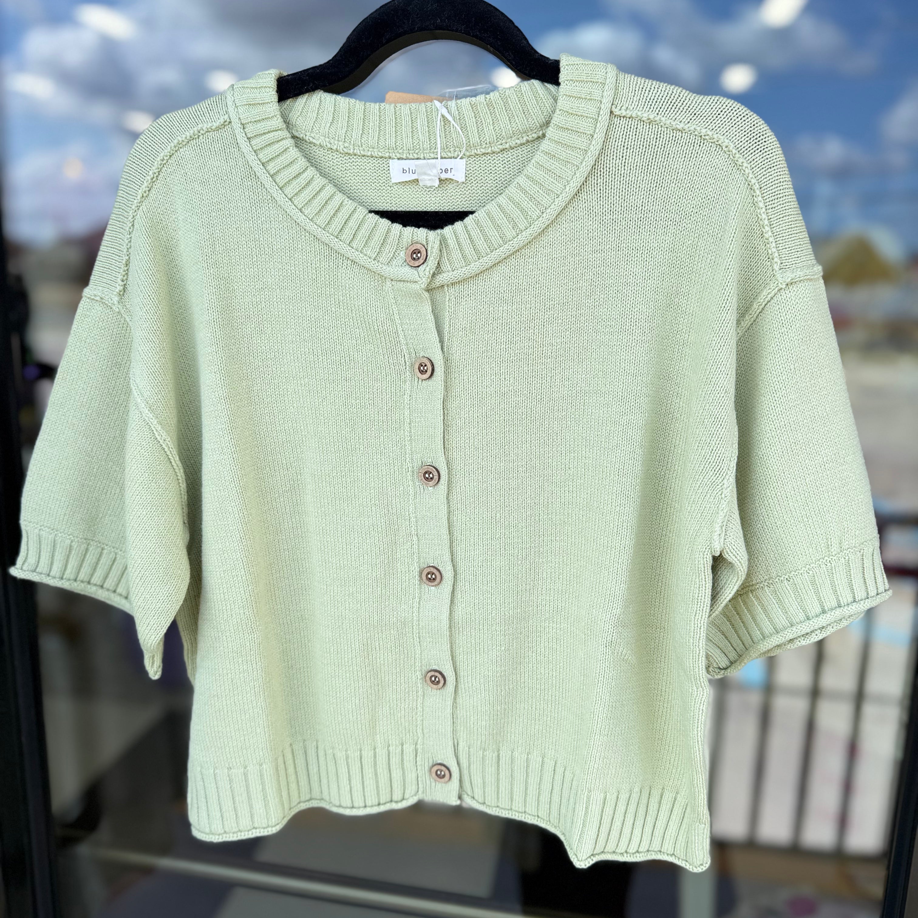 Wide Sleeve Scoop Neck Knit Cardigan