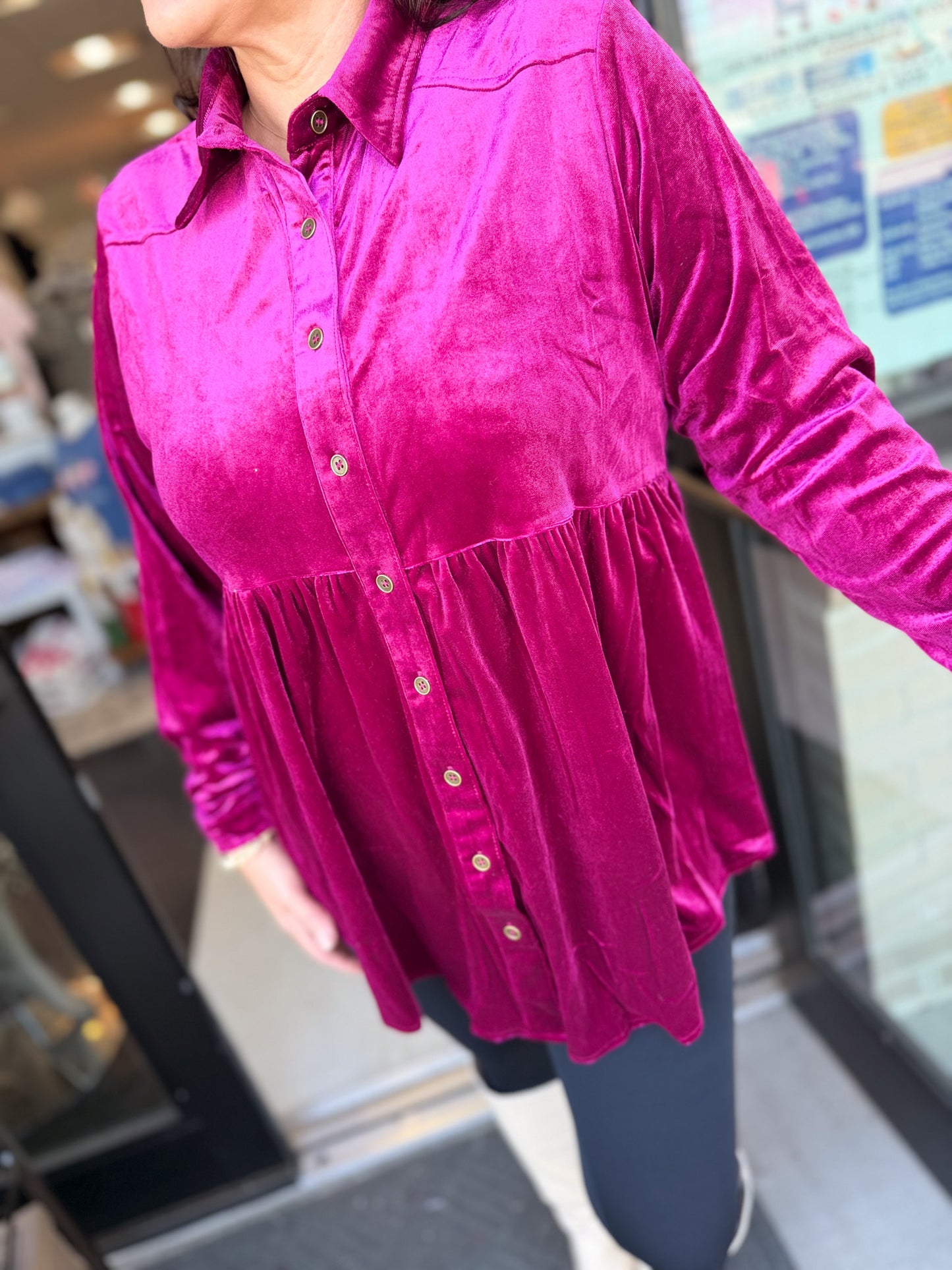 Aurora Velvet Tunic Top