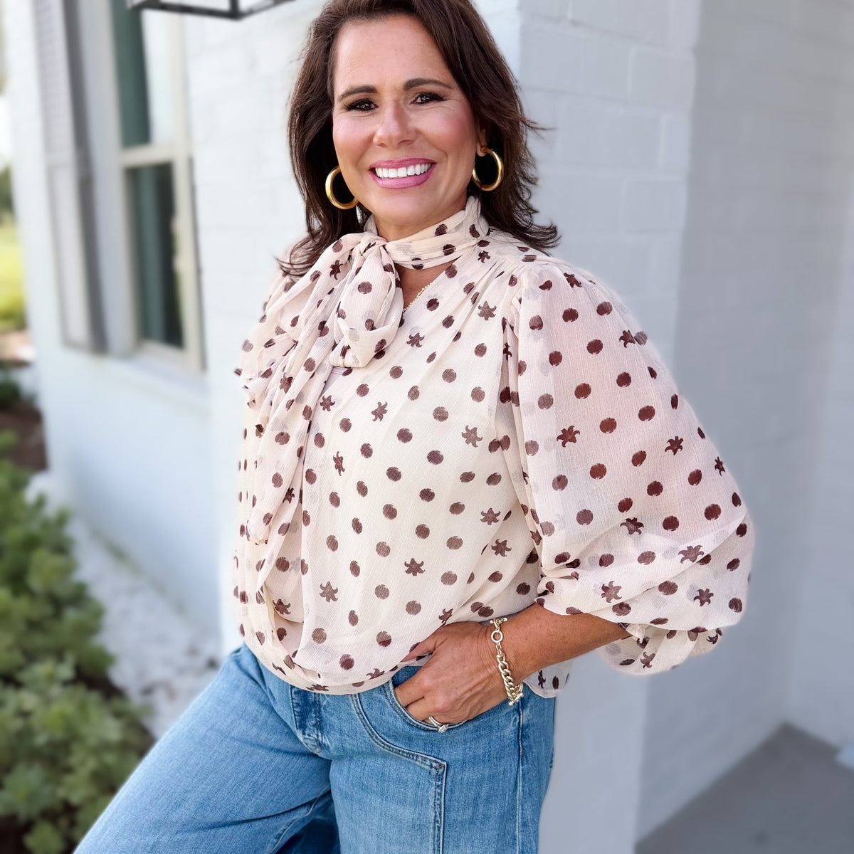 Dot To Dot Bubble Hem Blouse