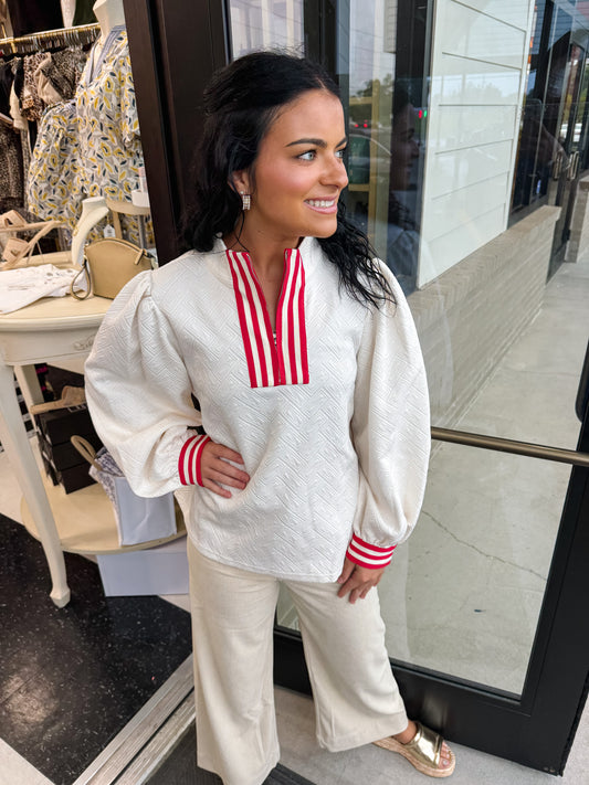 Striped Contrast Zip Up