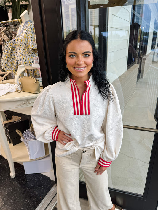 Striped Contrast Zip Up