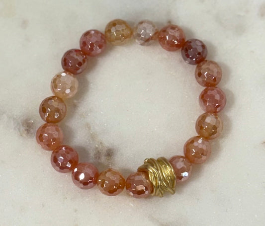 Denturine Agate Beaded Bracelet