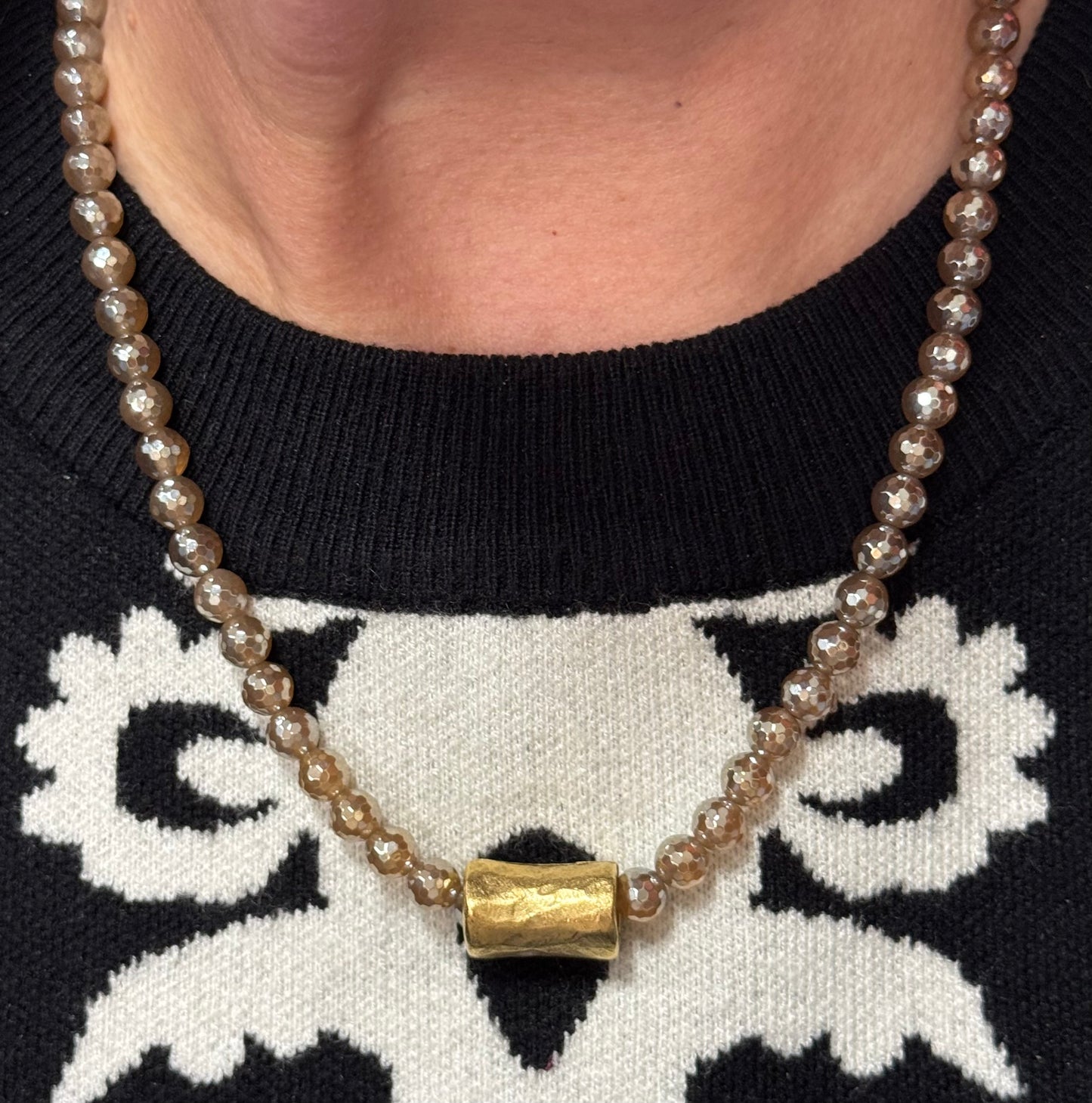 17" Mocha Beaded Necklace