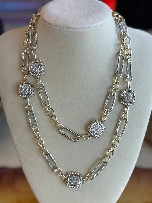 14K Gold-Plated Pavé Link Necklace