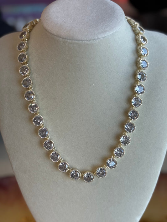 14K Gold-Plated Round CZ Necklace
