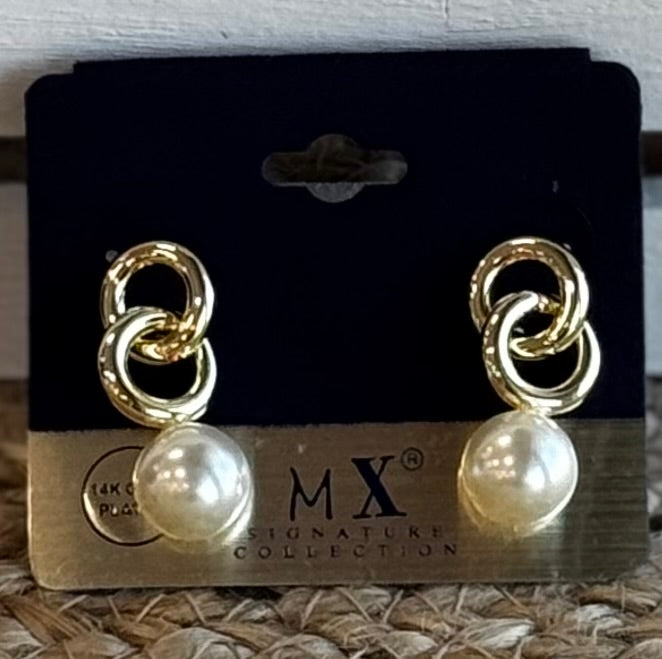 14K Gold Pearl Drop Earrings