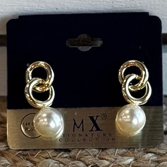 14K Gold Pearl Drop Earrings