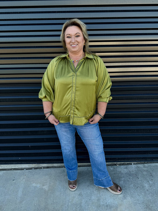 Satin Balloon Sleeve Top