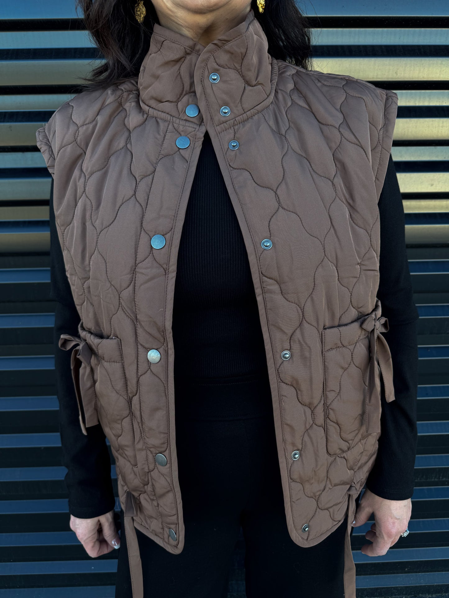Everly Quilted Tie Puffer Vest