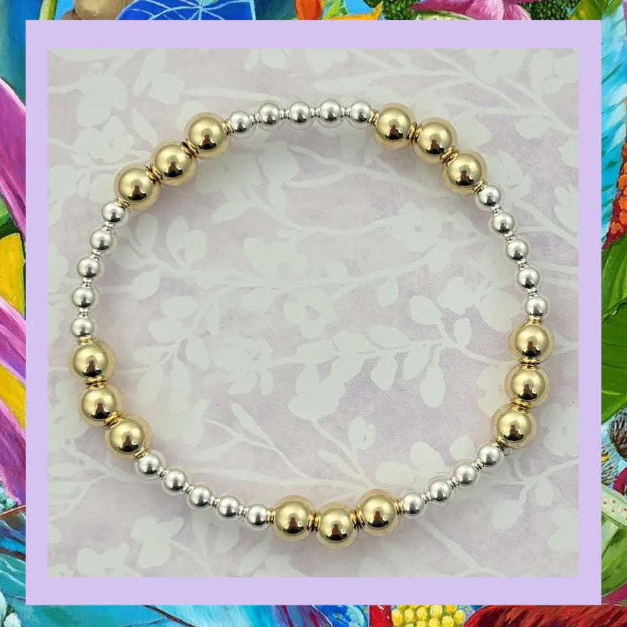 4mm Silver & 6mm Gold Pattern Bracelet