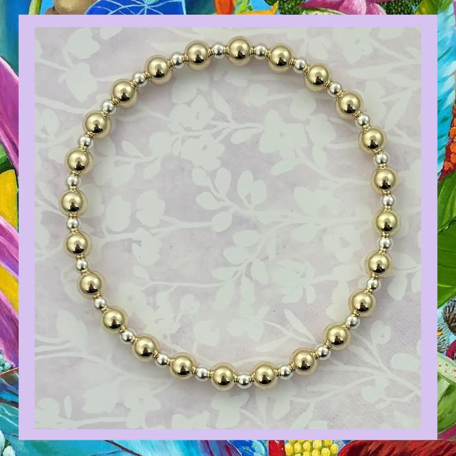 3mm Silver & 5mm Gold Pattern Bracelet