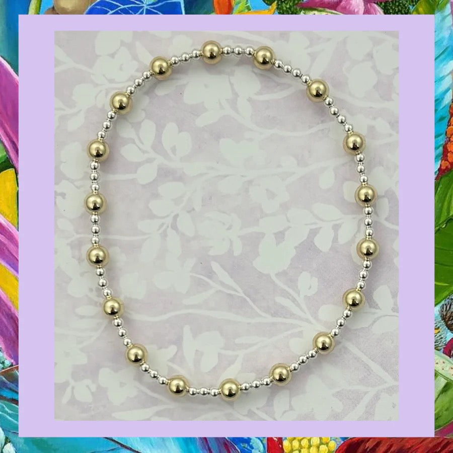 2mm Silver & 4mm Gold Pattern Bracelet