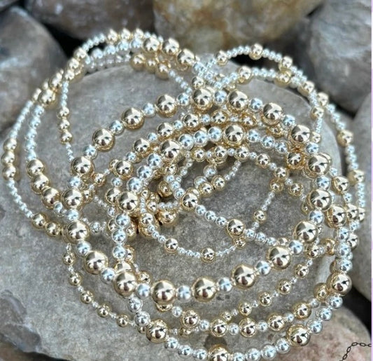 4mm Silver & 6mm Gold Pattern Bracelet