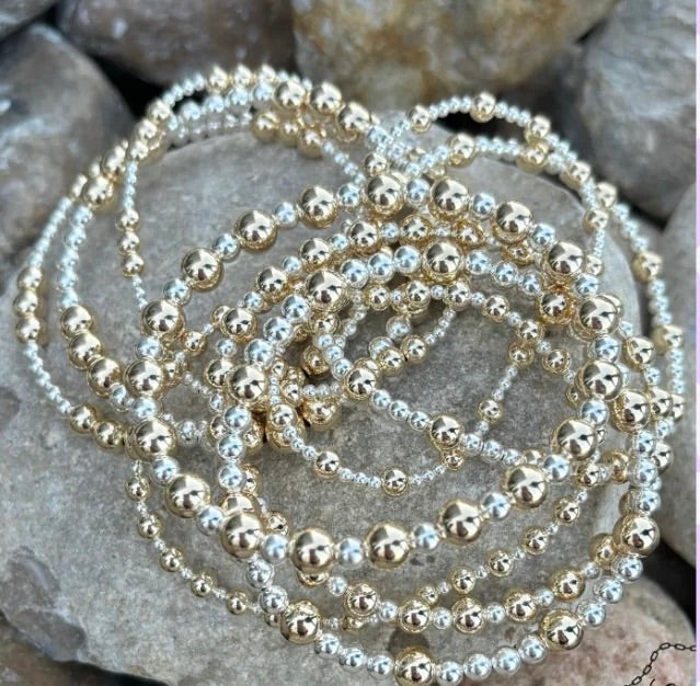 3mm Silver & 5mm Gold Pattern Bracelet