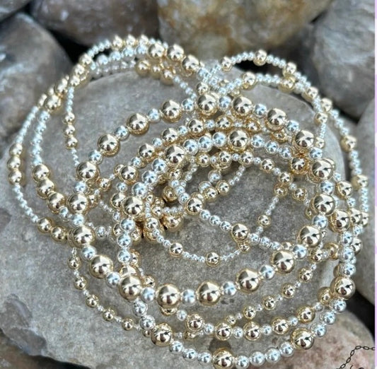 3mm Silver & 5mm Gold Pattern Bracelet