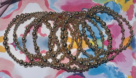 3&5mm gold Beaded Pattern Bracelet