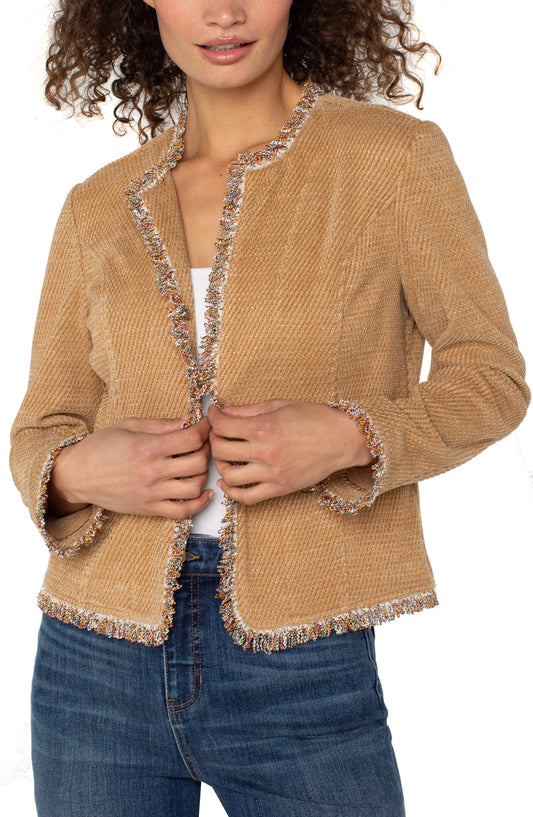 Liverpool Honey - Collarless Jacket with Frayed Edges