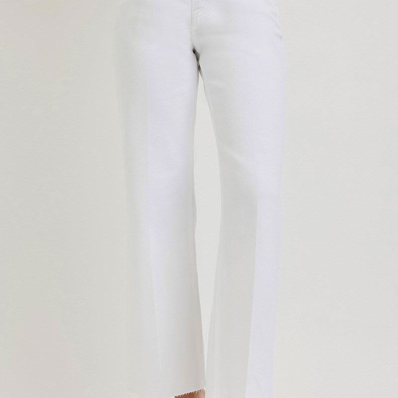 Tummy Control High Rise Ankle Wide Pants with Crease Detail