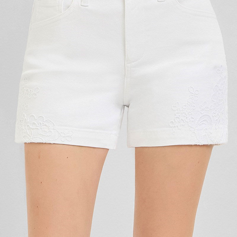 Tummy Control High Rise Embroidered Shorts