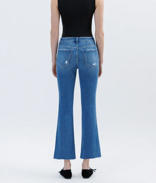 FM Vibrantly - High Rise Raw Hem Bootcut Jeans