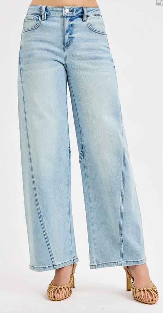 Risen Mid Rise Barrel Jeans