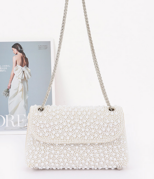 Crystal Pearl Chain Shoulder Purse