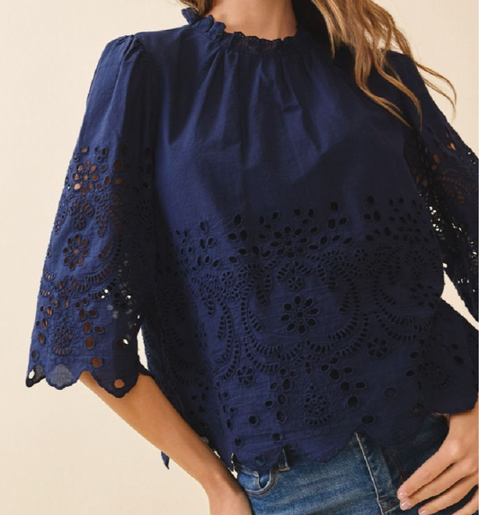 Lila Floral Eyelet Top