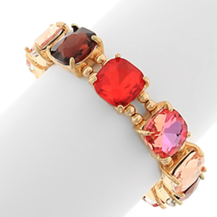Cushion Cut Glass Stone Bracelet