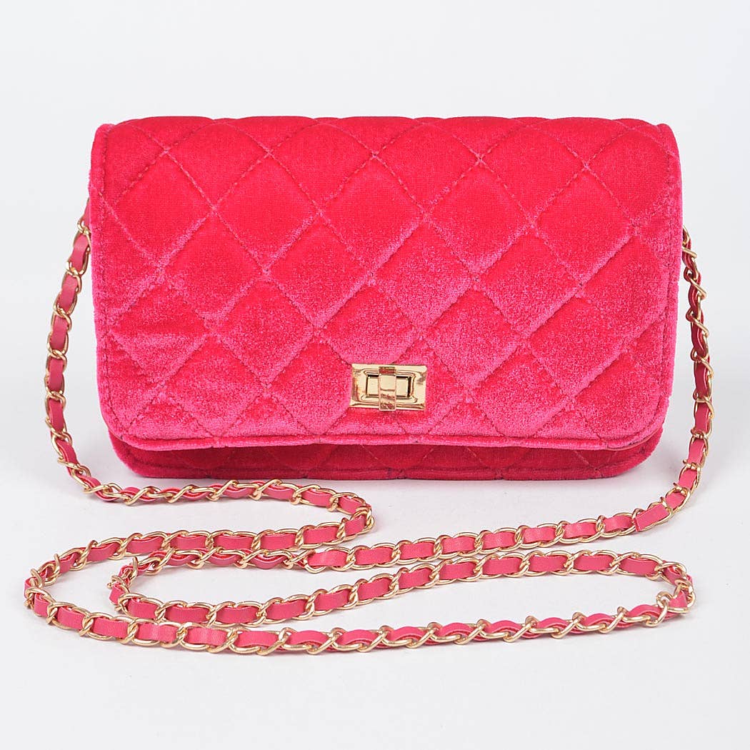 Quilted Velvet Shoulder Bag